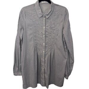 Part Two grey pinstripe button-down long sleeve tunic/mini dress size 10